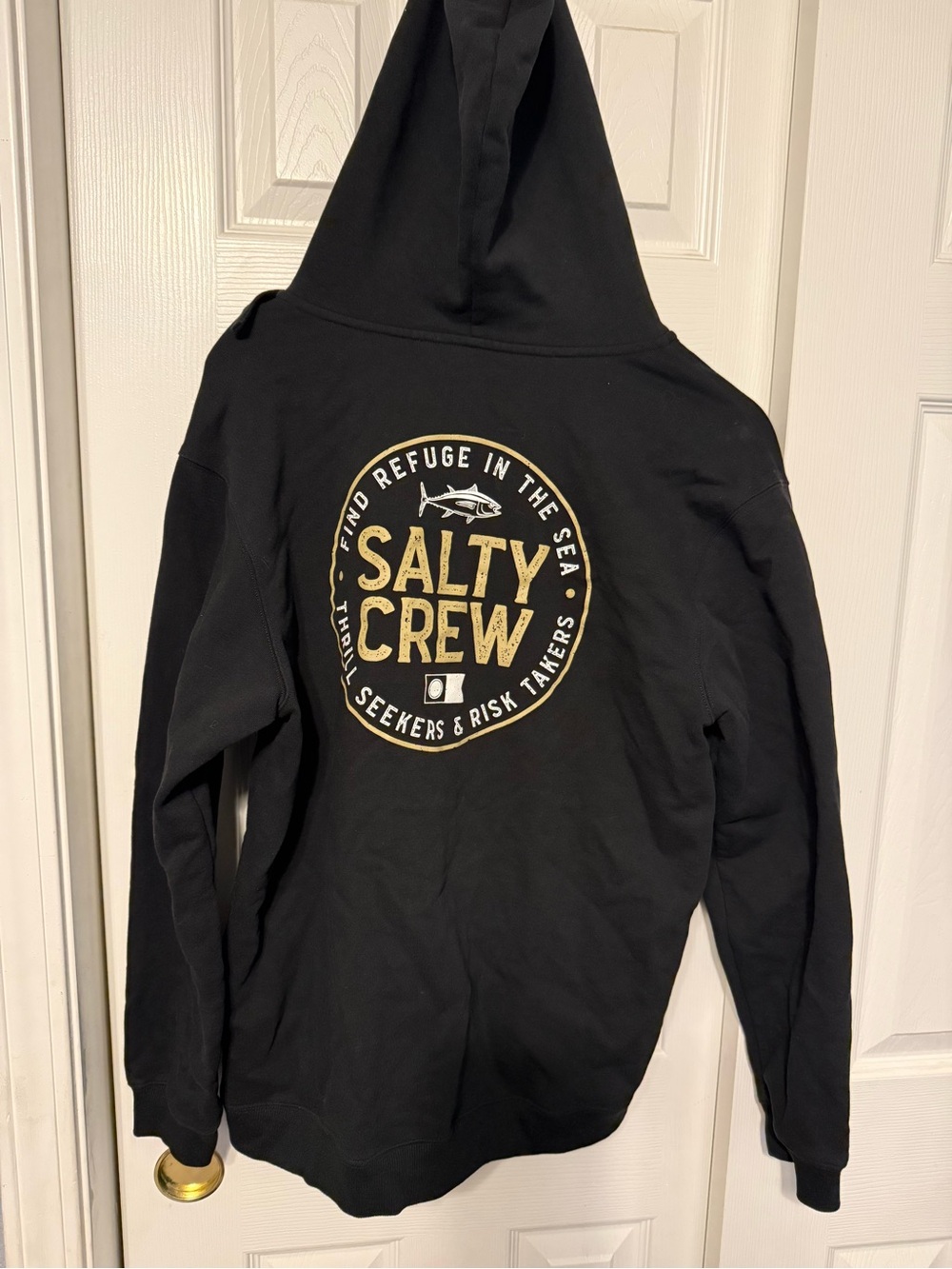 Salty Crew Black Hoodie with Gold Accent Logo